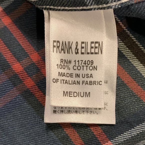 Frank & Eileen Women’s Barry Blue & Orange Plaid Blouse Size Medium Made in USA - Picture 11 of 15